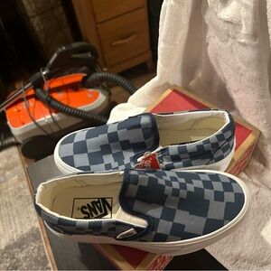 Vans Navy Checkered Slip-On Sneakers
